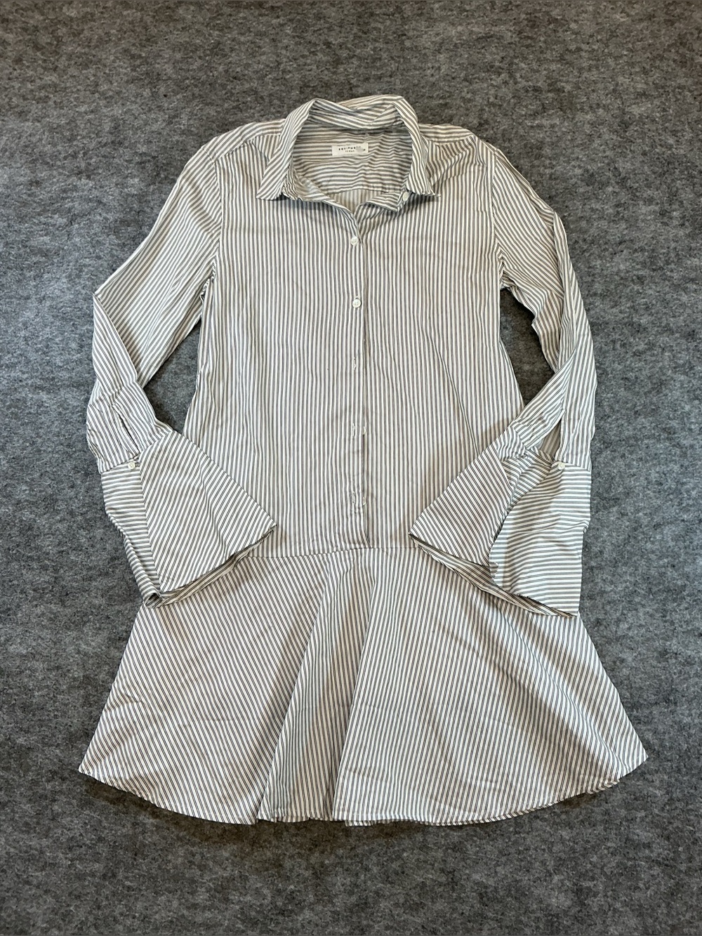 Equipment Femme Black Pink Stripe Fit And Flare Cotton Button Down Dress SSS